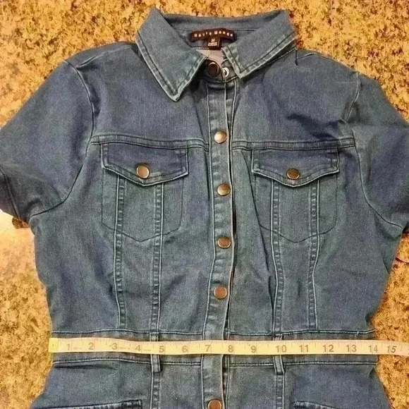 NWT Haute Monde Snap-Up Short Sleeve Denim Dress - Picture 6 of 8